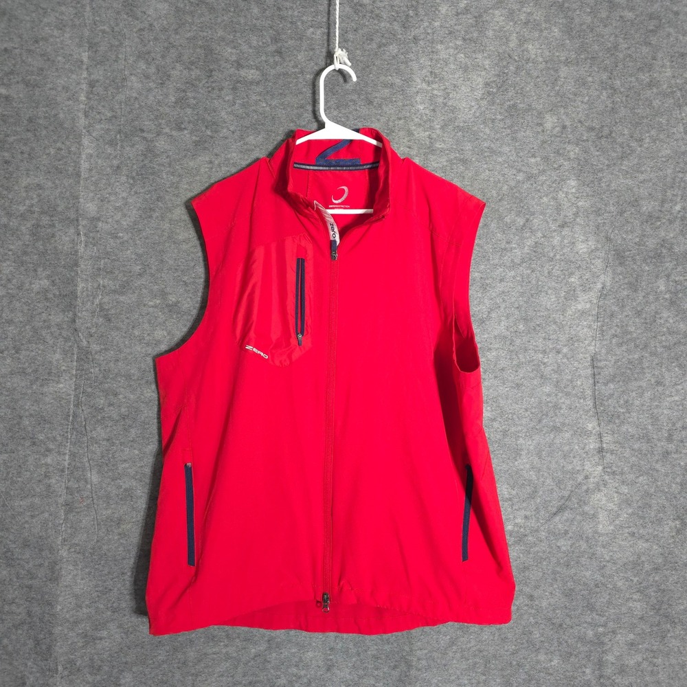Zero Restriction Golf Vest Mens XL Red Full Zip W1009 Windproof Reflective